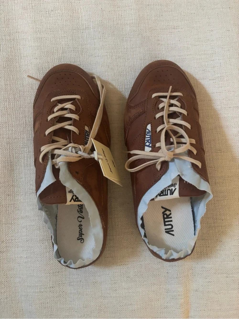 Autry New Brown Leather Lace-Up Women’s Sneakers